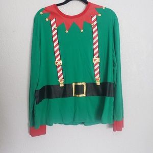 Mens XXL long sleeve elf sweater shirt costume
